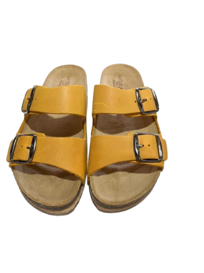 Relax 24024 Γυναικεία Ανατομικά Δερμάτινα Sliders Κίτρινα 